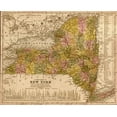 thumbnail image 2 of Vintage Maps 31x26 Black Ornate Wood Framed with Double Matting Museum Art Print Titled - New York 1844, 2 of 4