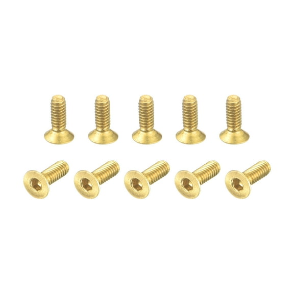 Flat Head Socket Cap Screws, M2-0.4x6mm Brass Inner Hex Drive Fasteners Bolts 48Pack