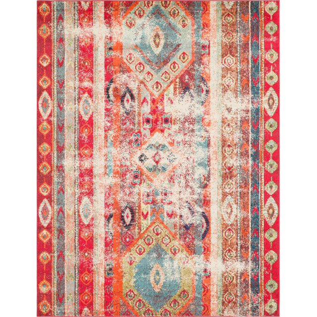 Unique Loom Sedona Distressed Southwestern Area Rug, 8 x 10 Feet, Fuchsia/Beige