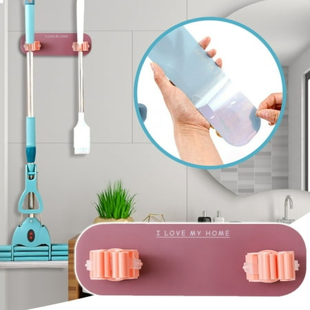 

HAXMNOU Mop Holder Wall Mount Self Adhesive Mop Holder For Home Kitchen Organization And Storage