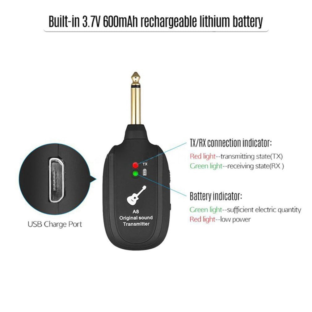 RIWPKFH Guitar Wireless Transmission System Electric Guitar Wireless Pickup Wireless Transceiver A8 Guitar Wireless Receiver