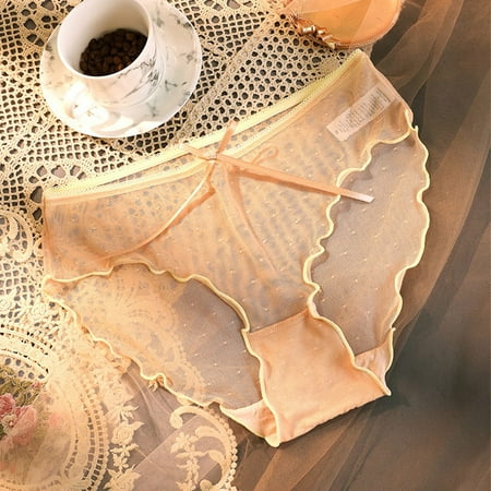 

ALSLIAO Transparent Underwear Womens Summer Light Sexy Mesh Hot Lace Bag Hip Briefs Skin L