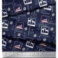 thumbnail image 3 of Soimoi Polyester Crepe Fabric Pencil,Anchor Hook & Deer Animal Print Sewing Fabric Yard 52 Inch Wide, 3 of 3