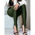 thumbnail image 6 of Women'S High Waist Shiny Stirrup Skinny Stretch Leggings Green M, 6 of 8