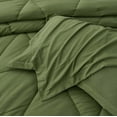 thumbnail image 5 of Chezmoi Collection Rory Olive Green Comforter Set King Size 3-Piece Fluffy Soft Lightweight Bedding Triangle Quilted Stone-Washed Microfiber Comforter Set for All Season, 5 of 9
