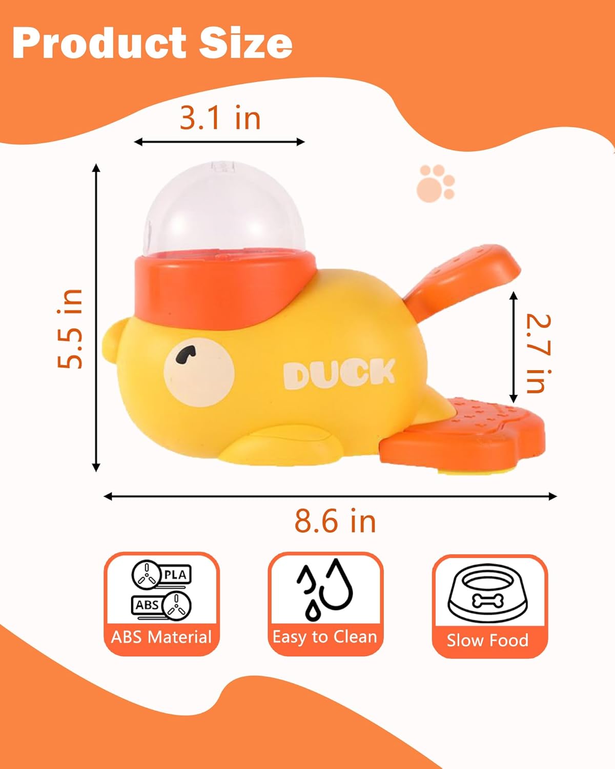 Dog Feeder Puzzle Toy Duck, Interactive Treat Dispenser and Slow Feeder Designed to Mentally Stimulate Your Dog and Encourage Slower, Healthier Eating Habits