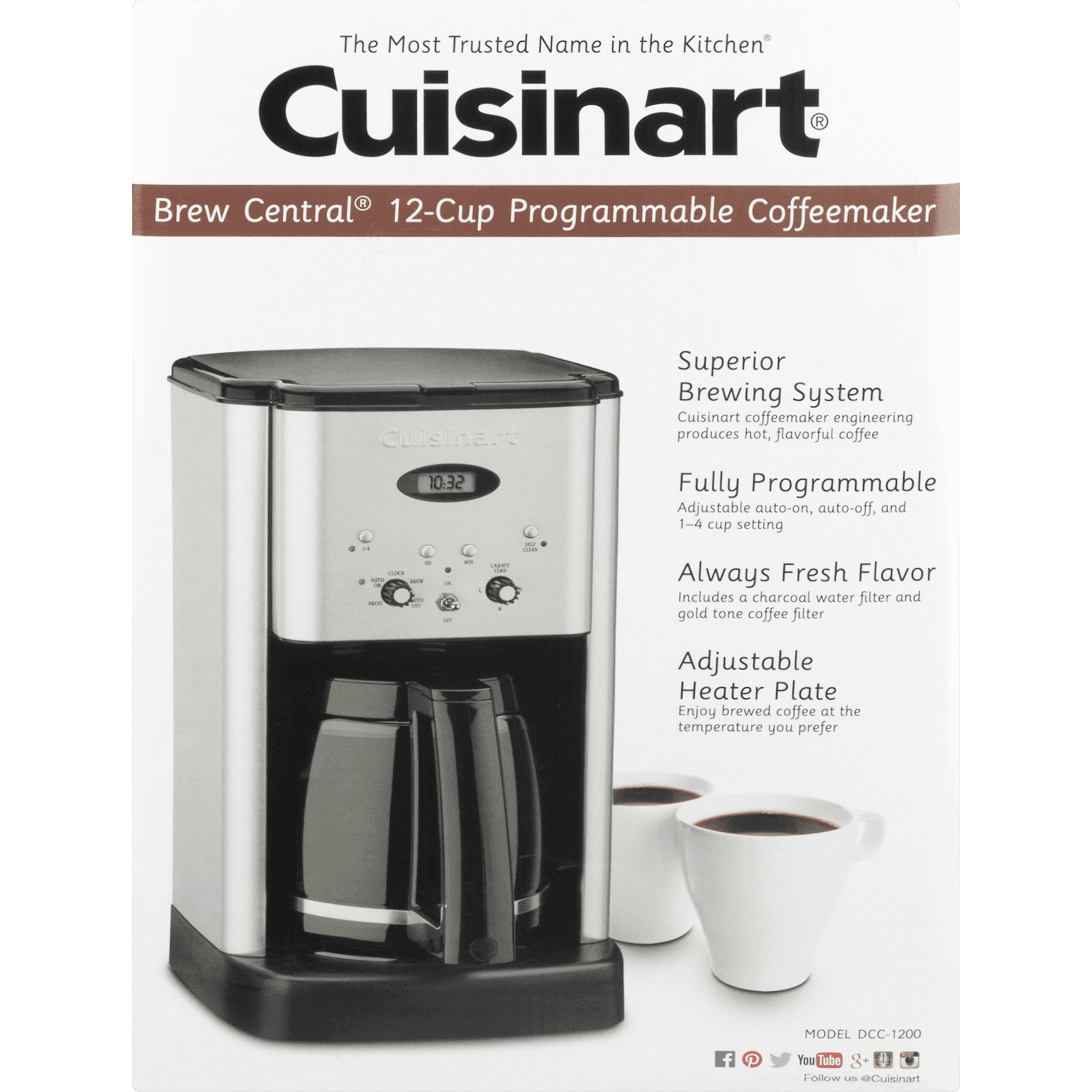 Cuisinart Brew Central™ 12 Cup Programmable Coffeemaker, DCC-1200WM1