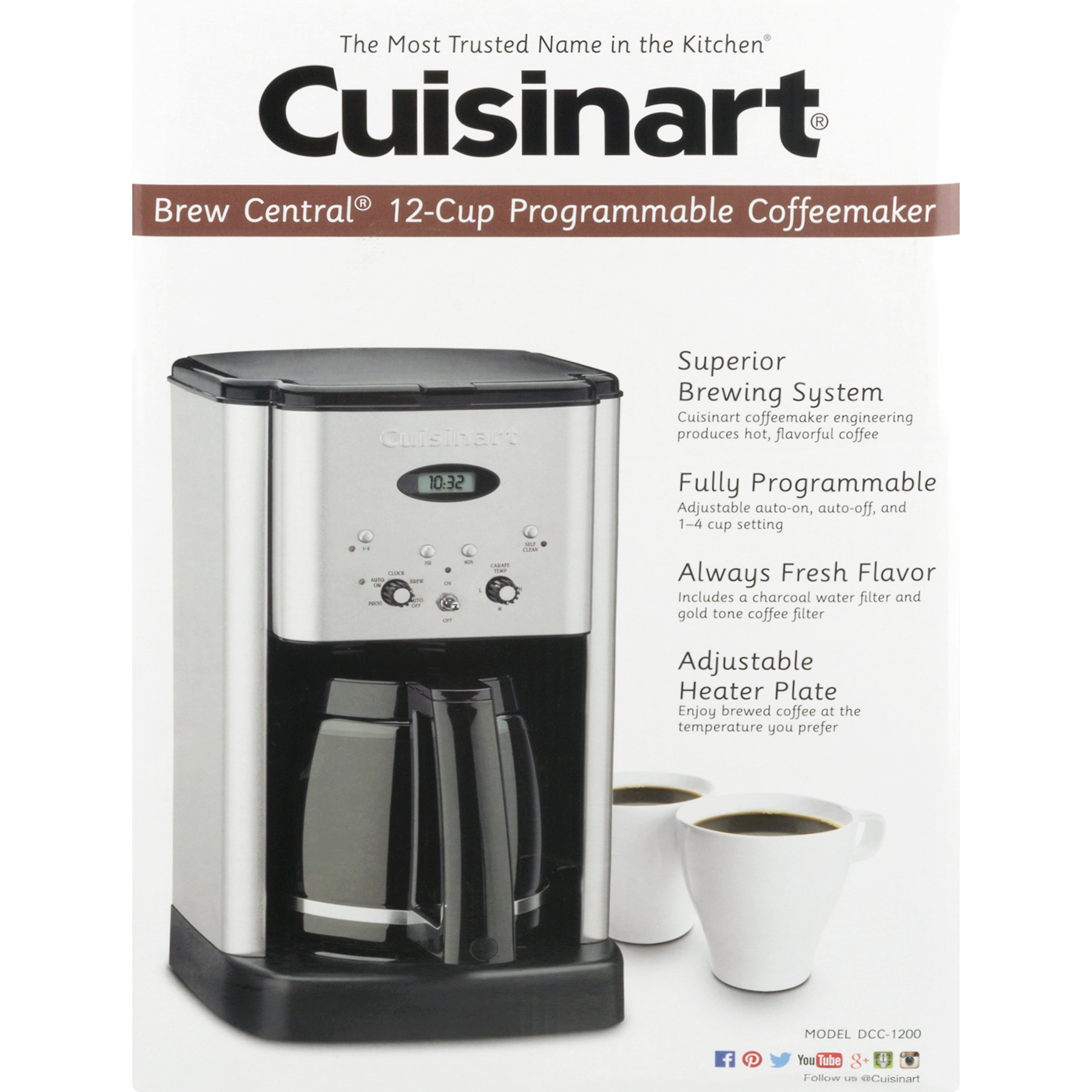 Cuisinart Brew Central™ 12 Cup Programmable Coffeemaker, DCC-1200WM1 - image 5 of 7