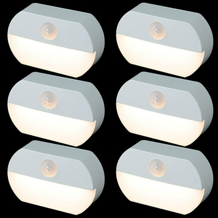 

Convenient Cordless Battery-Powered Motion Sensor Indoor LED Night Light 6 Pack - Ideal for Stairs Hallway Bathroom Bedroom and Wardrobe - Stick-Anywhere Wall Lights for Easy Installa