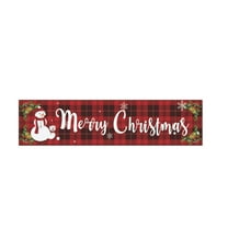 Merry Christmas Banner, Red Buffalo Plaid Xmas Sign with Snowman Xmas Tree Pattern for Christmas Party, Outdoor Indoor Decoration, 6.6 x 1.5ft