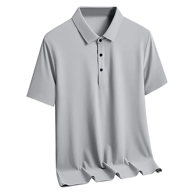 Weiqiqre Mens Short Sleeved Solid Color Ice Silk Shirt Short Sleeved Lapel Top Breathable and Comfortable Basics for All Seasons - Solid Color Regular Fit