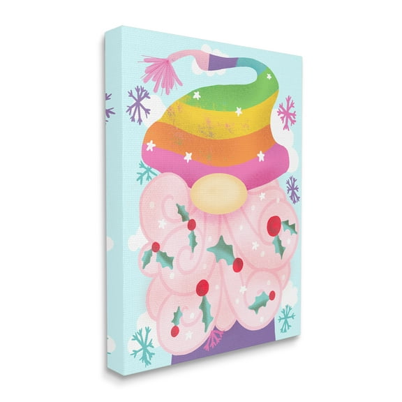 Stupell Industries Whimsical Winter Rainbow Gnome Red Holly Beard, 24 x 30, Design by Daphne Polselli