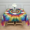 thumbnail image 3 of Colorful Tie Dye Dot Mandala Pattern Square Tablecloth,Waterproof Square Table Cover,Wipeable Spillproof Washable Table Cover for Home Kitchen Party Decor 52"x52"(132x132cm), 3 of 6