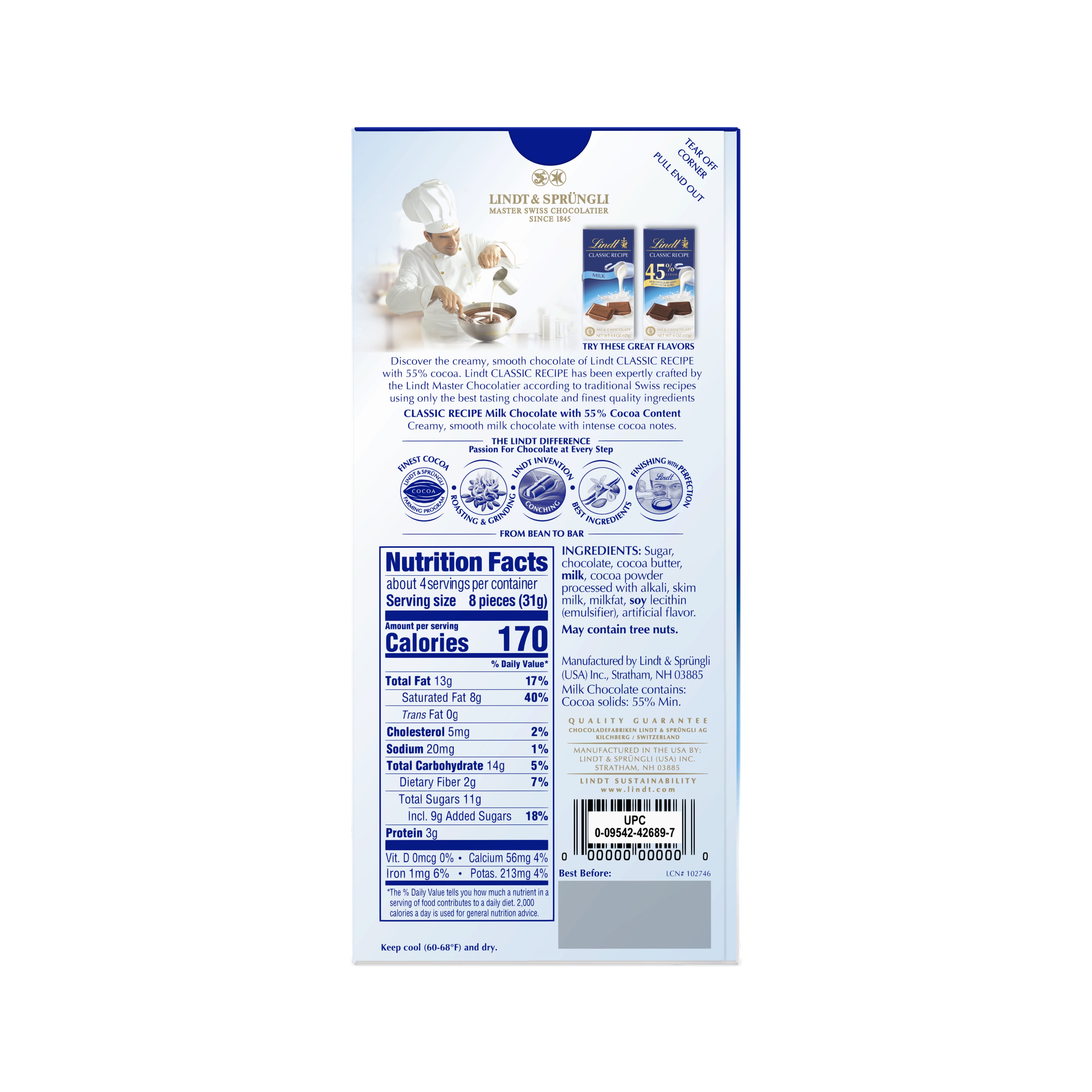 Lindt Classic 55% Cocoa 4.1oz
