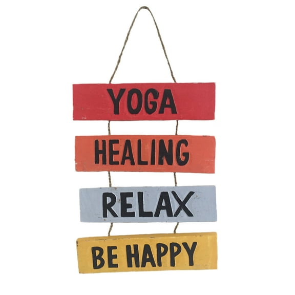 Wood Carved Yoga Meditation Sign Mindfulness And Healing Decoration Wall Hanging Decor - LARGE SIZE