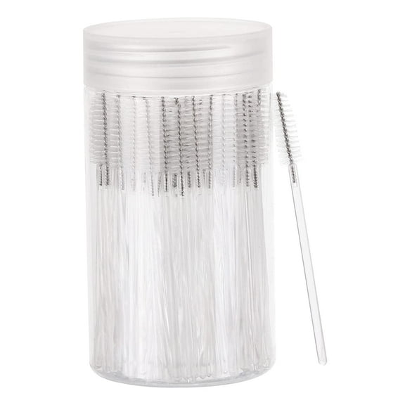 100 Pcs Disposable Eyebrow Spoolies Brush for Eyelash Extensions, Makeup Applicators Kits Eyelash Brush with Container (Clear)