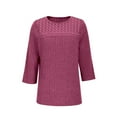 thumbnail image 6 of Hot Pink Womens Loose Fit T Shirts Crewneck Spandex Tops Tee for Ladies 3/4 Sleeve Lounge Ribbed Basic Fall Summer Tee Shirt 2025 Clothing Fashion Y2K M, 6 of 8