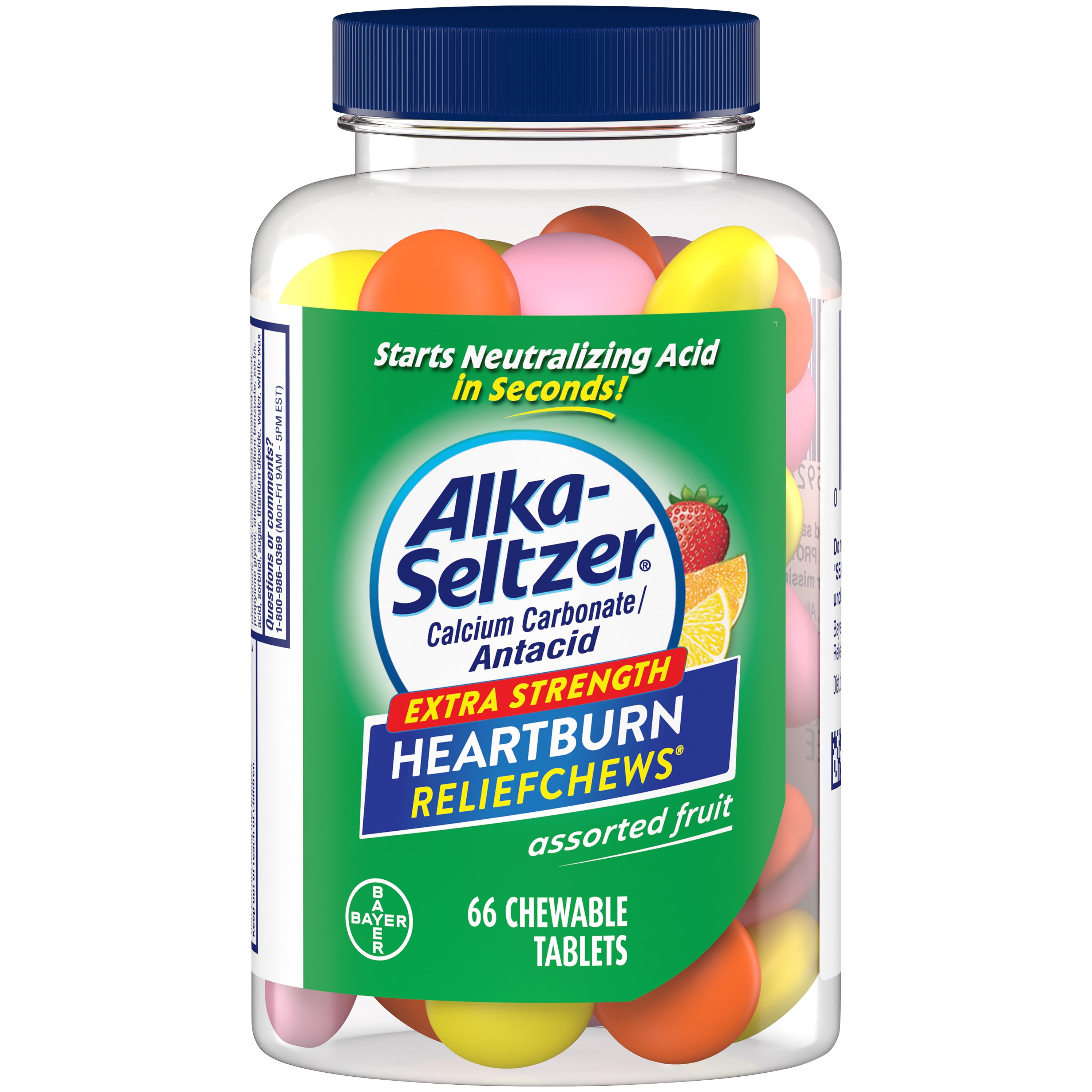  Seltzer Heartburn Relief + Antacid Chews, Assorted Fruit 66 Count .
