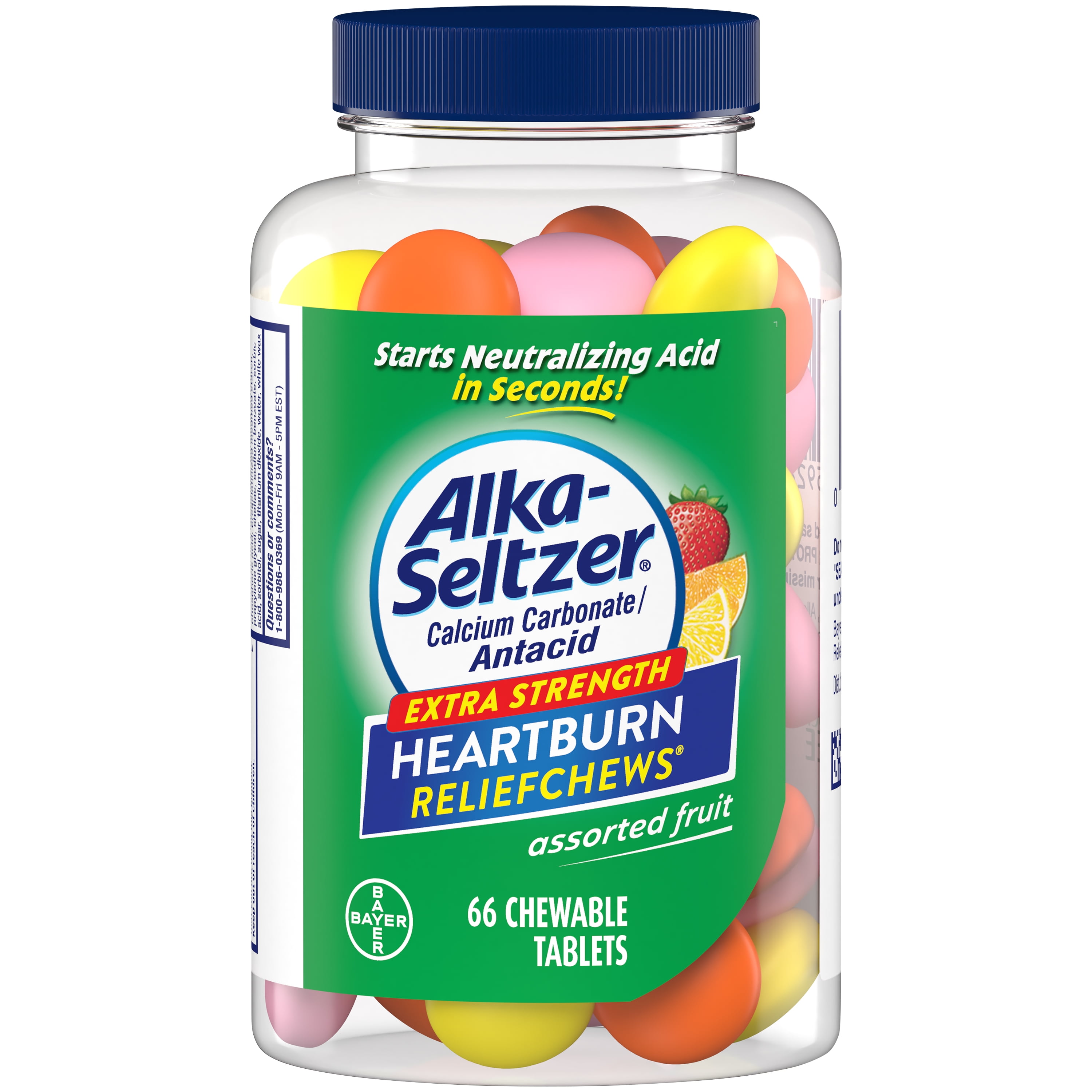 Alka Seltzer Heartburn Relief + Antacid Chews, Assorted Fruit 66 Count