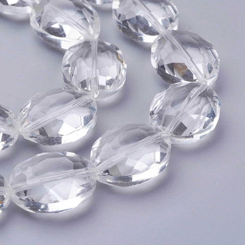 Glass Bead Strands Bead Strands Faceted Oval Clear 20x16x10mm Hole: 1mm about 20pcs/strand 15.7 inch