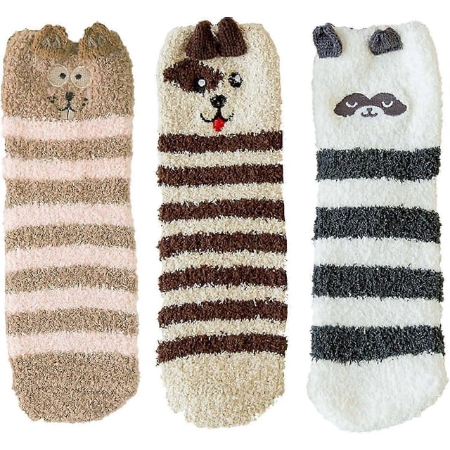 3 Pairs Women's Fluffy Socks, Soft Fuzzy Socks Winter Comfy Warm Fluffy Socks