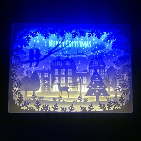 

Paper Carving Art Night Light Creative LED Table Lamp Personalized Desktop Ornament for Home Living Room Bedroom Snowman House