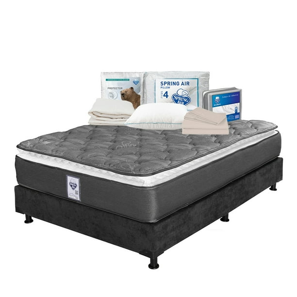 Colchón Matrimonial Spring Air Aries + Box + Almohada + Protector de colchón + Juego de Sábanas