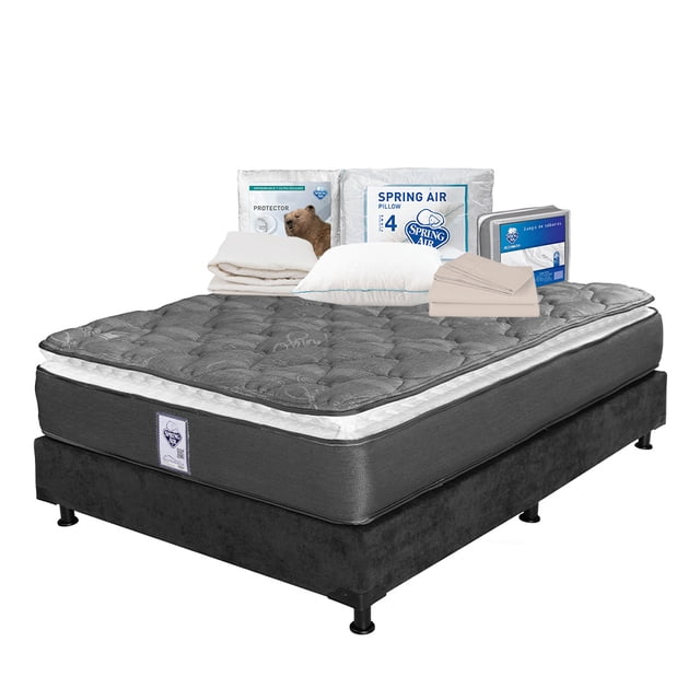 Colchón Matrimonial Spring Air Aries + Box + Almohada + Protector de colchón + Juego de Sábanas