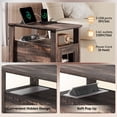 thumbnail image 4 of GALAXHERO Farmhouse End Table with Charging Station Narrow Side Table for Living Room Night Stand with Storage, Nightstand with USB Ports and Outlets for Bedroom Brown, 4 of 6