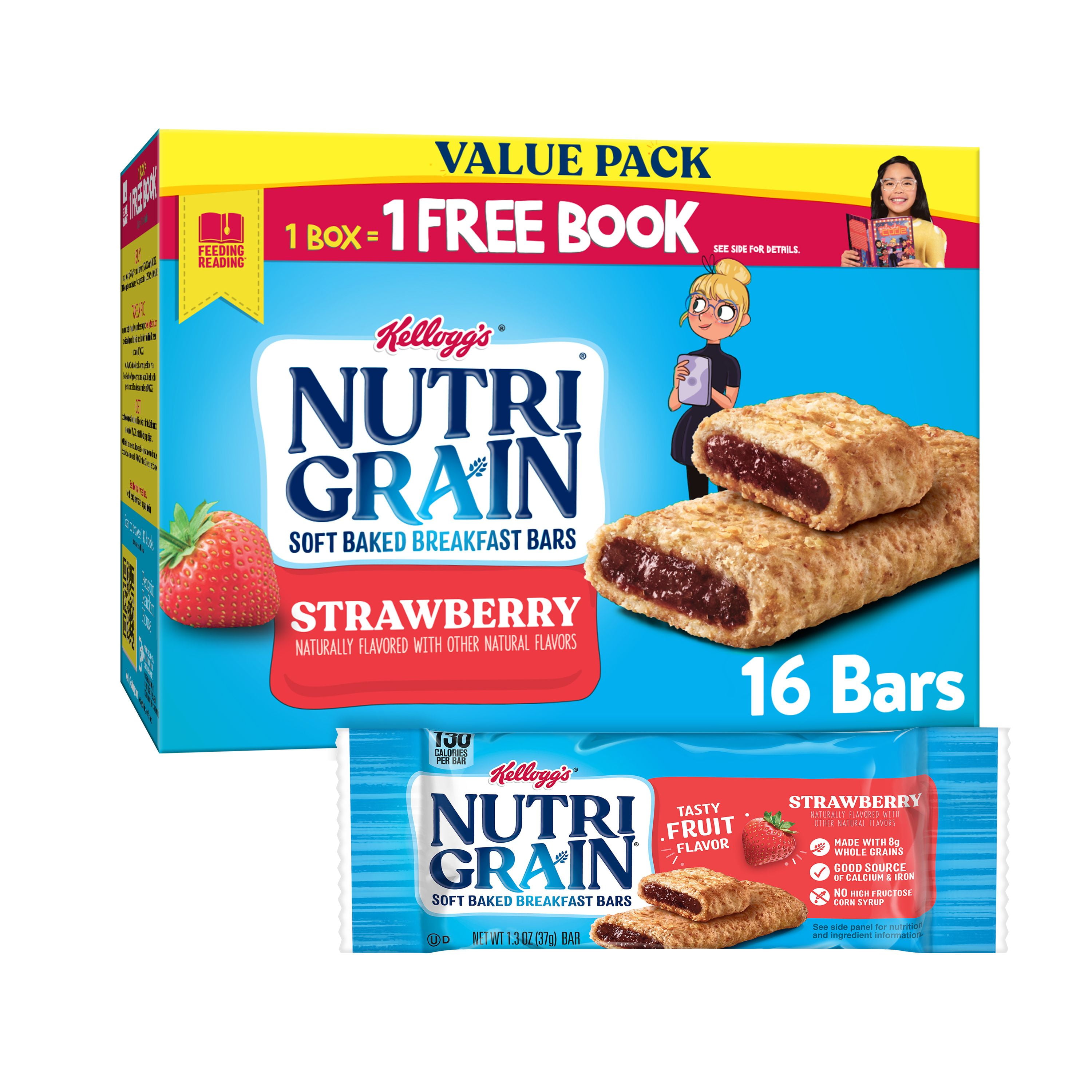 NutriGrain Soft Baked Breakfast Bars, Strawberry, 16 Ct, 20.8 Oz, Box Walmart Inventory