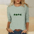 thumbnail image 5 of Felirenzacia Women’s St. Patrick’s Day Undershirt Clover Graphic 3/4 Sleeve Tee Casual Holiday Sweatshirt Top, Multicolor,5XL, 5 of 5
