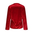 thumbnail image 6 of FNFYFH Womens Velvet Sequin Shirt Slim Fit Deep V Neck Long Sleeve Tops Front Wrap Ruched T-Shirts, 6 of 8