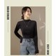 thumbnail image 2 of Camiseta de cuello alto de manga larga para mujer, básica, elástica, ajustada, ligera, cómoda, color negro JAMW Sencillez, 2 of 5