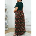 thumbnail image 3 of Cuteduck Womens Plus Size Maxi Dress Short Sleeve Floral Print Empire Waist Summer Dress with Pockets 1X-5X, 3 of 10