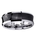 thumbnail image 2 of I love You 8MM Concave Black Tungsten Men Ring, 2 of 2