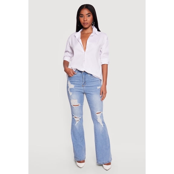 Women's WAX Distressed Flare Jeans