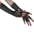 thumbnail image 4 of Guantes de rejilla negros Perfecl hasta el codo de nylon para disfraces de baile, 4 of 7
