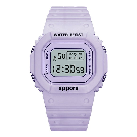 Reloj deportivo electrónico LED, resistente al agua, ligero y luminoso, para niños y niñas, color morado