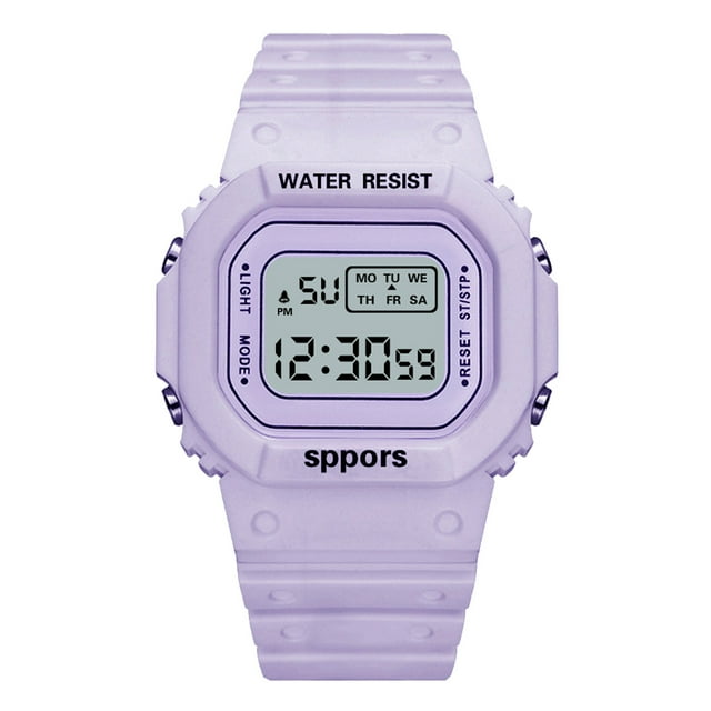 Reloj deportivo electrónico LED, resistente al agua, ligero y luminoso, para niños y niñas, color morado