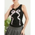 thumbnail image 6 of Musuos Women Summer Tank Tops Bowknot Embellished Casual Vests Sleeveless Round Neck Tops Streetwear, 6 of 10
