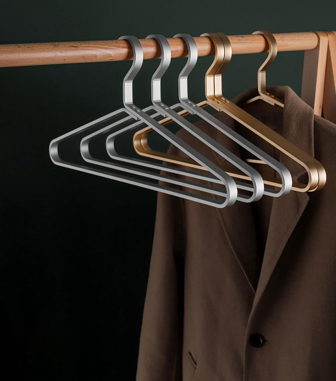 Premium Matte Silvery Aluminum Coat Hangers 6 Piece Set, 17.7” Extra Smooth & Durable Metal Shirt Dress Hanger,Aluminum Alloy Hanger,Clothing Support,Clothing Hang