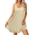 thumbnail image 2 of cocolona Womens Summer Halter Dress Sleeveless Ruffle Flowy Mini Dress Casual Solid Color Vacation Beach Sundress, 2 of 7