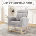 thumbnail image 3 of Modern Nursery Rocking Chair, Teddy Upholstered Rocker Recliner with Adjustable Footrest & Side Pocket, Comfortable Rocker Glider for Living Room, 3 of 13