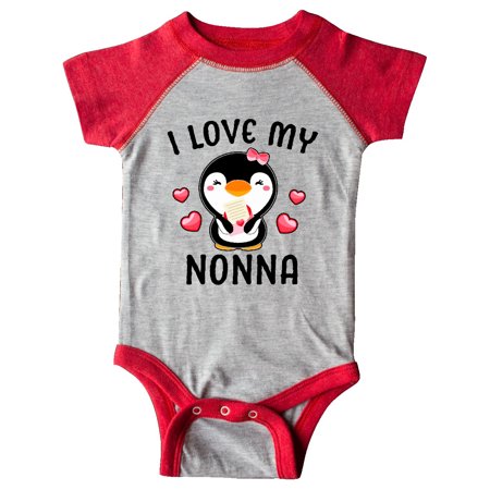 

Inktastic I Love My Nonna with Cute Penguin and Hearts Gift Baby Girl Bodysuit