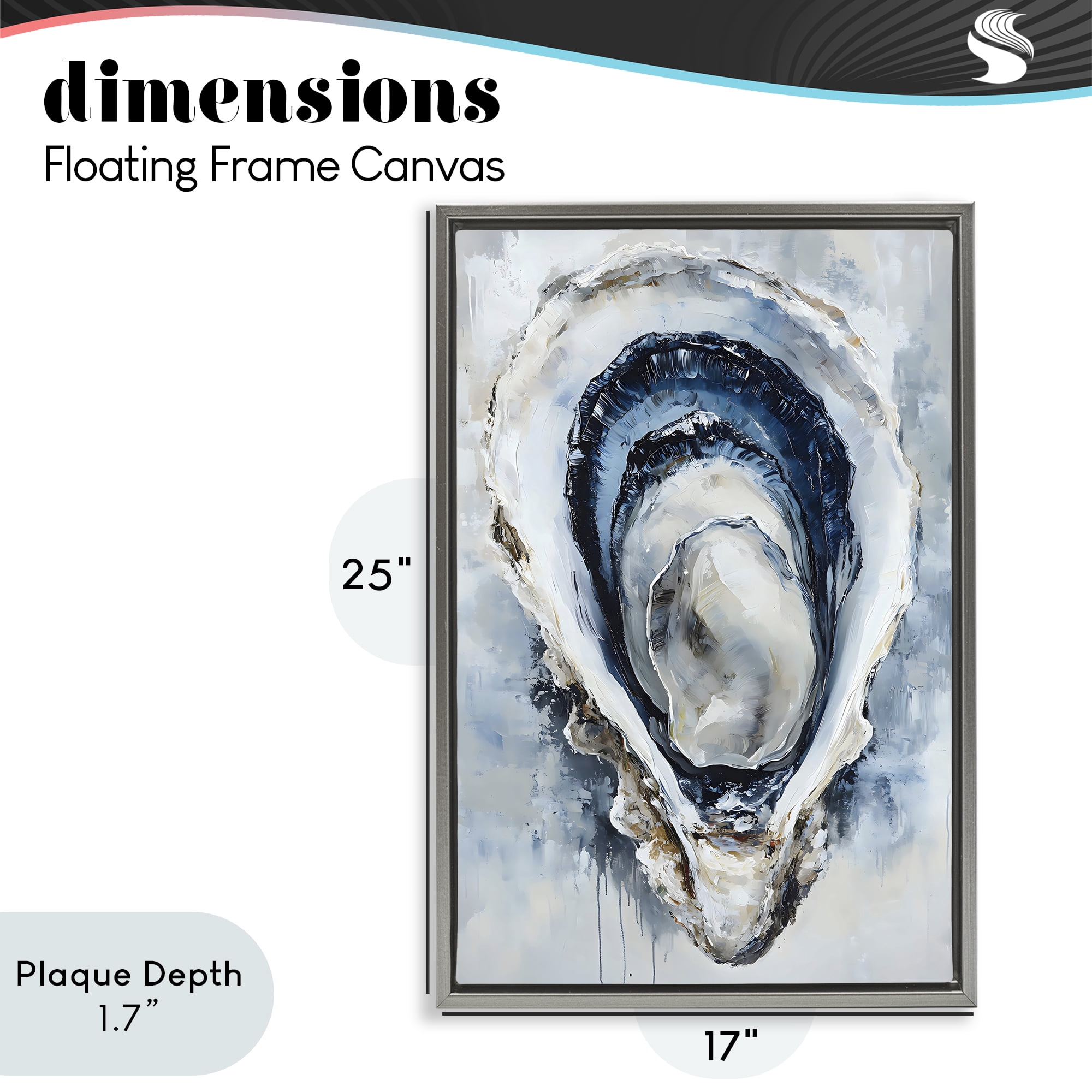 Stupell Industries Blue Oyster Shell Interior Gray Framed Floater Canvas Wall Art, design by Creative Studio