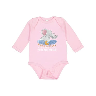 Inktastic My Babysitter Loves Me to the Moon and Back Elephant Family Boys or Girls Long Sleeve Baby Bodysuit