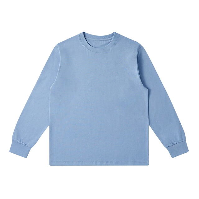 Jalioing T-Shirt à Col Rond pour Homme en Coton à Manches Longues, Couleur Unie, T-Shirt Basique, Chandail Classique Décontracté