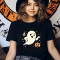 thumbnail image 3 of Keep Calm and Creep On Ghost Graphic Tee | Funny Cute T-Shirt for Women, CarolinaBlue, Size M, 3 of 6