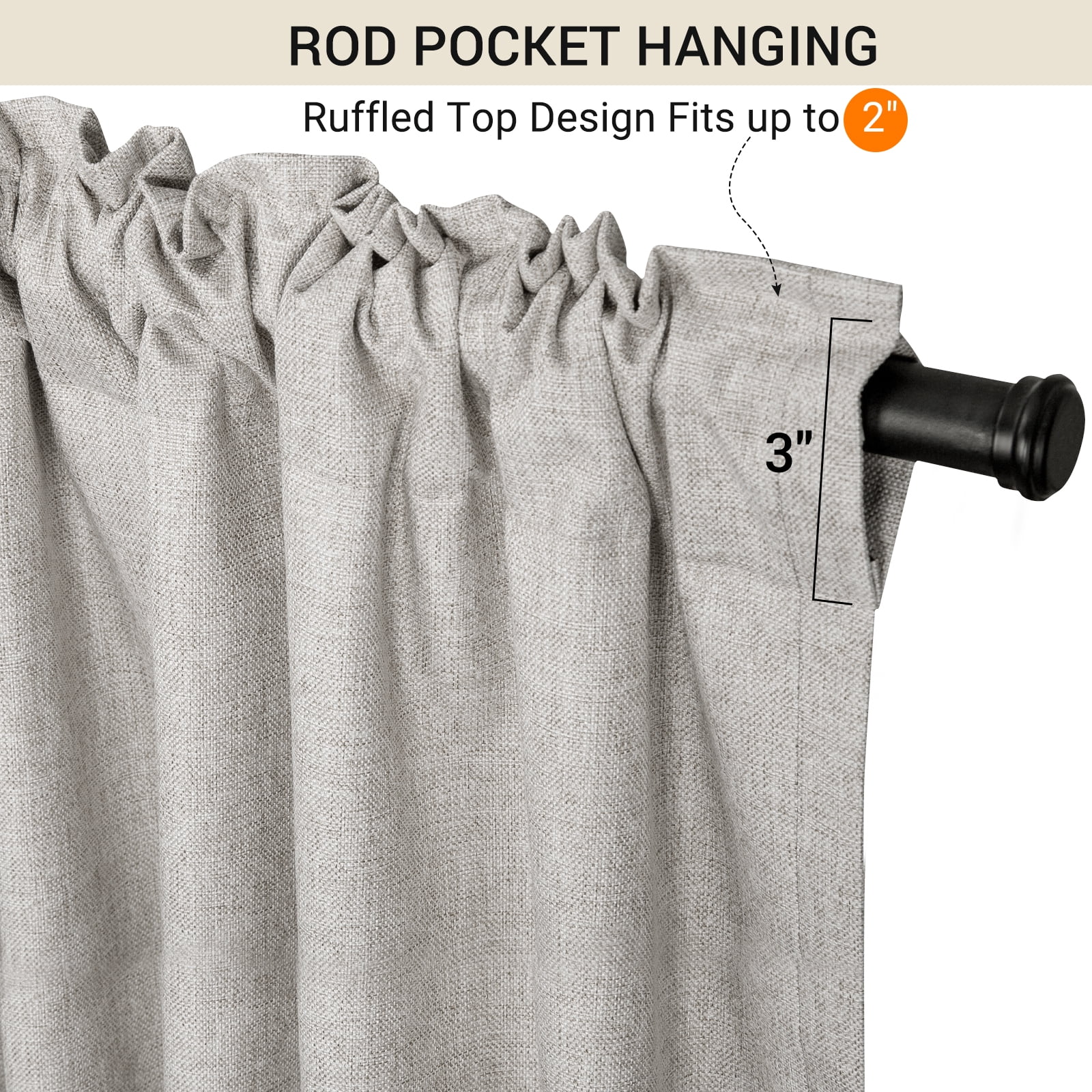 Blackout Curtains 2 Panels Set, Linen Textured Blackout Drapes, Thermal Insulated Curtains for Bedroom Living Room, W50" X L72" Beige