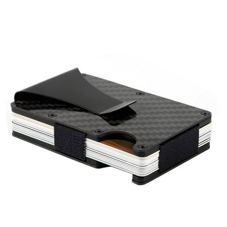 Carbon fiber Credit card holder with metal Money clip - RFID Blocking slim Metal Wallet purse for Men &
